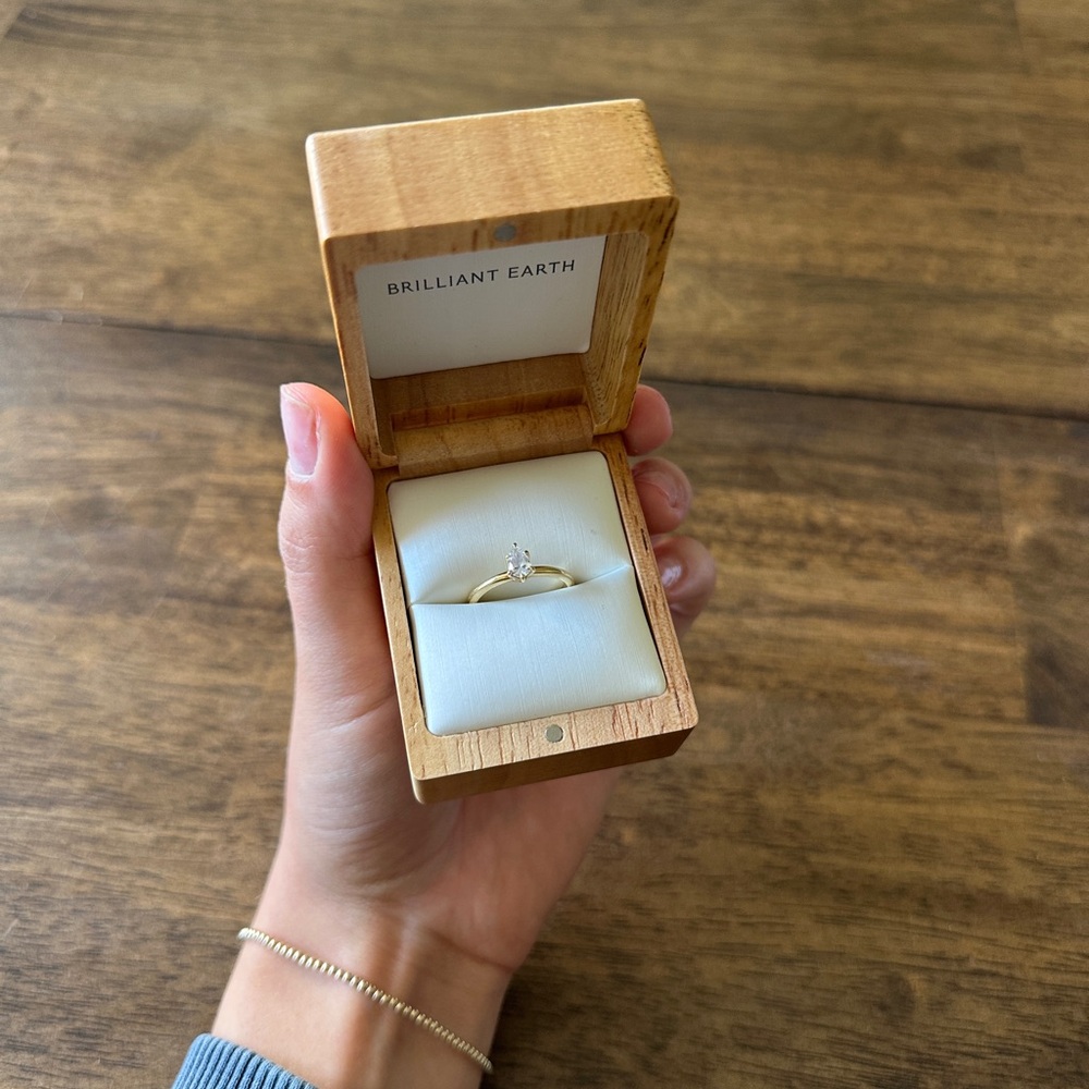 0.33 Carat Diamond Engagement Ring With 18K Yellow Gold Band